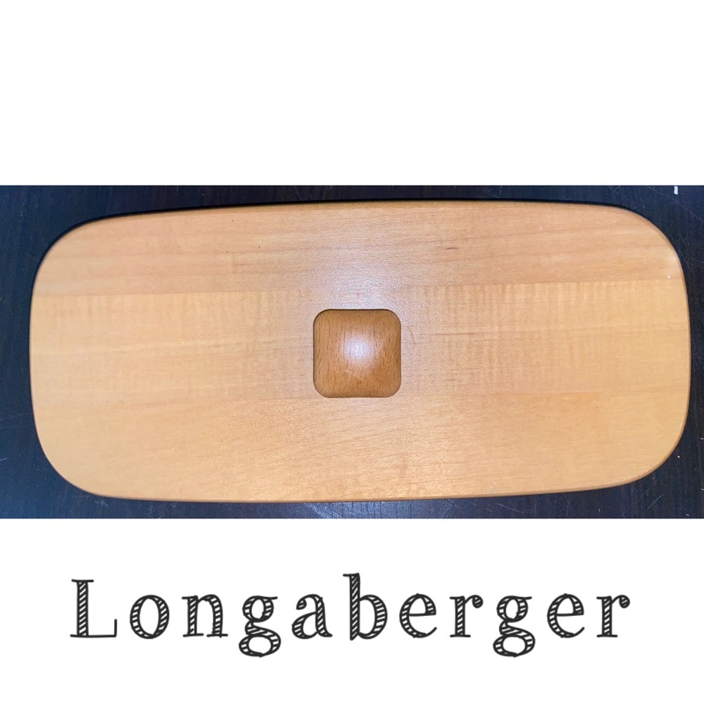Longaberger Woodcrafts rectangular lid w/round edges and square wood handle-EUC